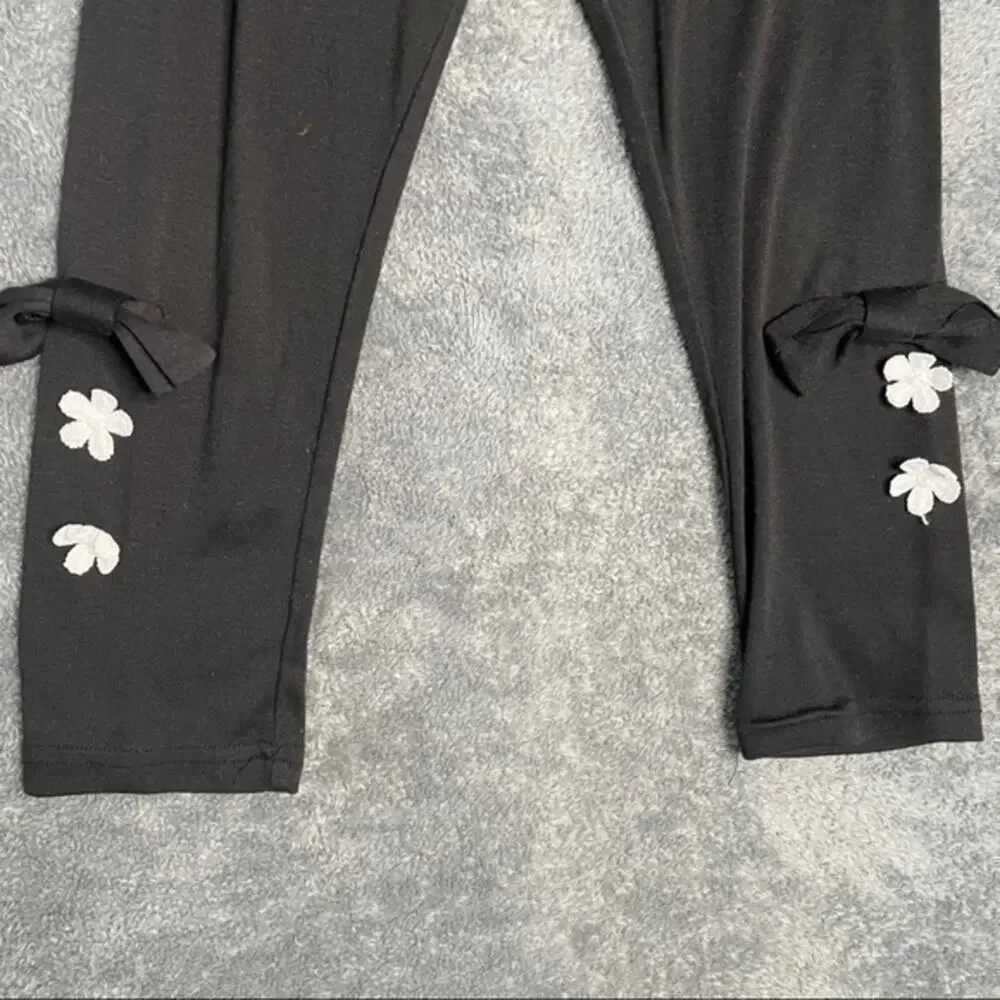 Floral Appliqué Matching Set Girls Size 5 Long Sleeve Top pants Outfit 120